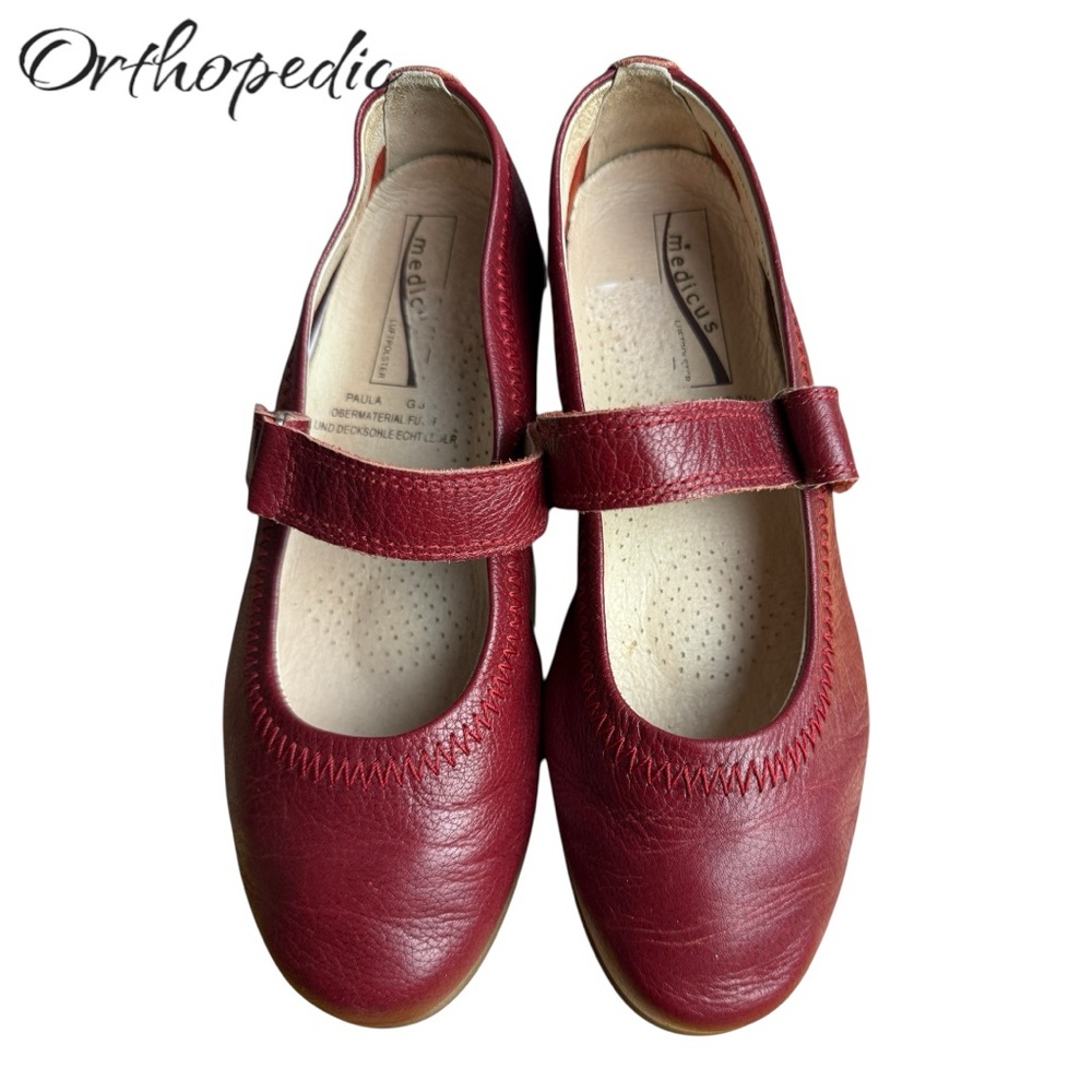Medicus Leather Orthopedic Health Women's Soft Red Shoes Sz 5.5 US 3.5 UK PreLov